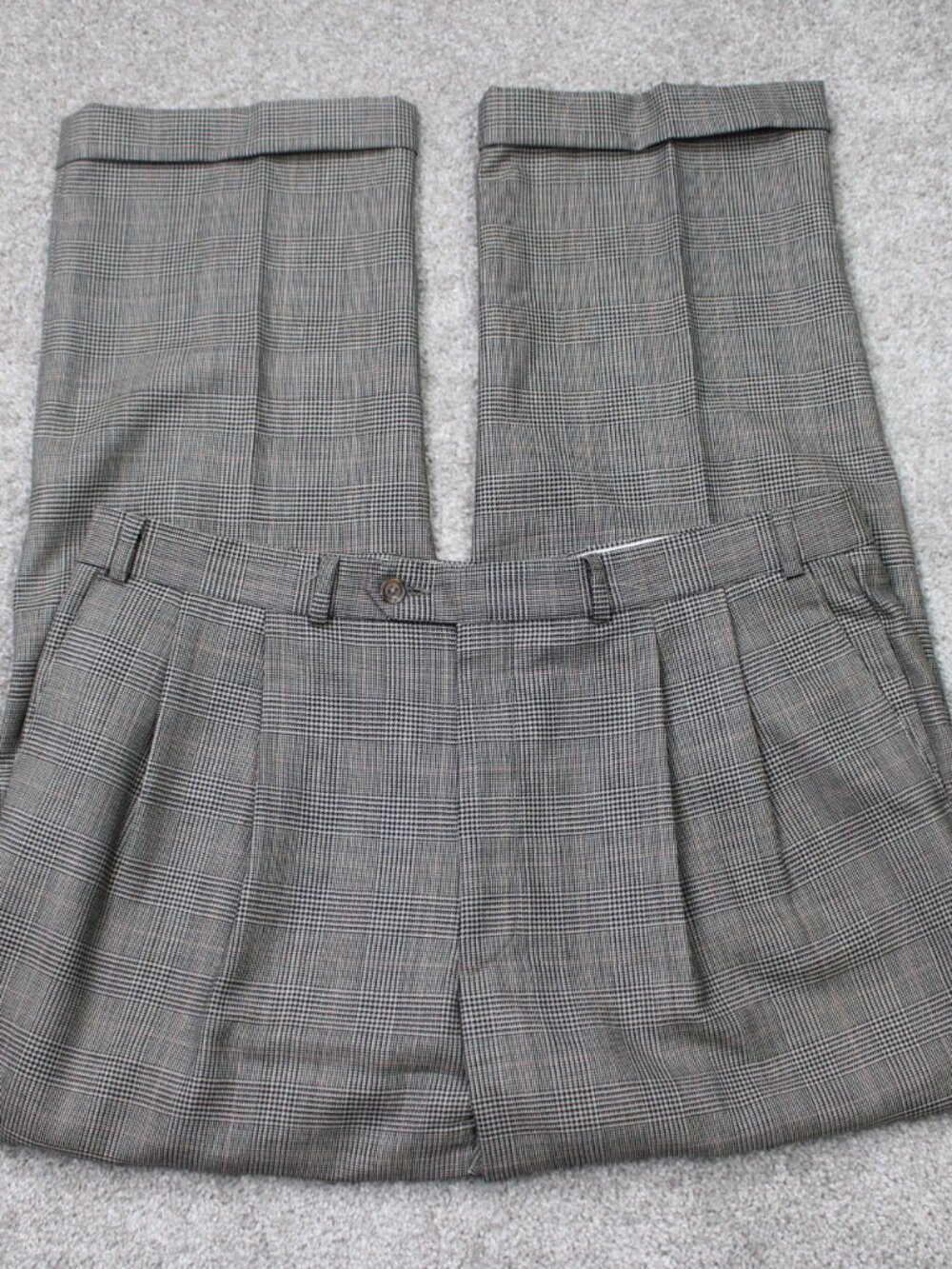 VTG Polo University Ralph Lauren Pants Mens 38x30 Gray Pleated 100% Wool Cuffed